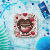 Blume und Erdbeeren Galentinisches Fondue-Party Pappteller (Party)