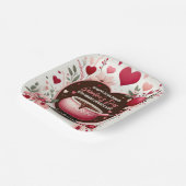 Blume und Erdbeeren Galentinisches Fondue-Party Pappteller (Gewinkelt)