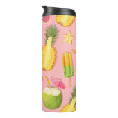 Blume und exotische Früchte Vintag, nahtlos Thermosbecher (Nach rechts gedreht)