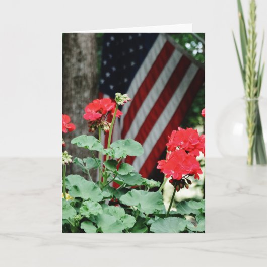 Blume und Fahne Rot, Weiß und Blau Karte (Vorderseite)