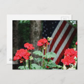 Blume und Fahne Rot, Weiß und Blau Postkarte (Vorne/Hinten)