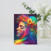 Blume und farbenfrohe Girl de l'Hair Postkarte (Stehend Vorderseite)