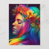 Blume und farbenfrohe Girl de l'Hair Postkarte (Vorderseite)