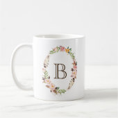 Blume und Federn Boho Wreath Monogram Kaffeetasse (Links)