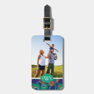 Blume und Federn  Fügen Sie Ihr Foto und Monogramm Gepäckanhänger