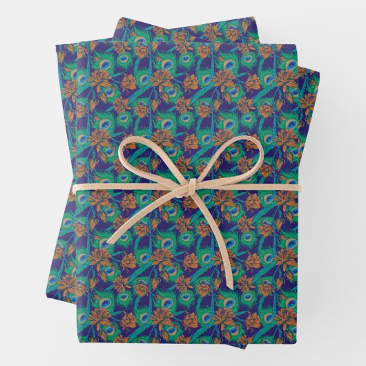 Blume und Federn Geschenkpapier Set (Beispiel)