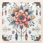 Blume und Federn Glasuntersetzer (Vorderseite)