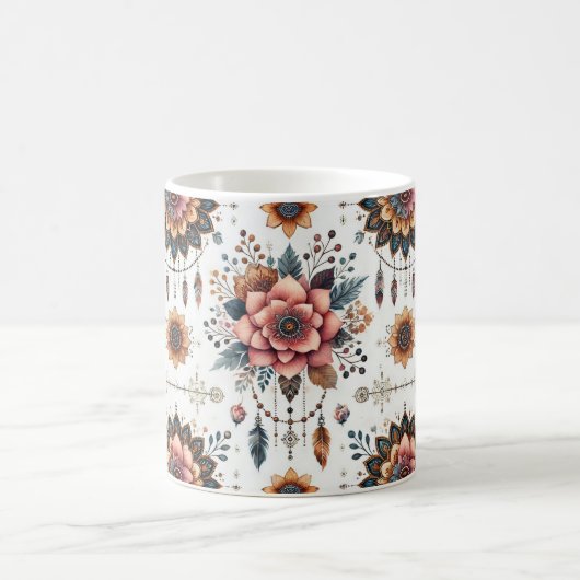 Blume und Federn Kaffeetasse (Mittel)