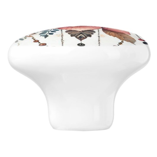 Blume und Federn Keramikknauf (Seitenansicht)