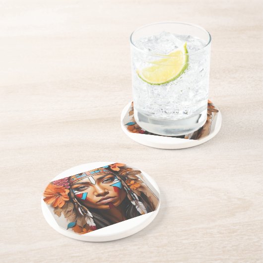 Blume und Federn von Mutterfrauen Getränkeuntersetzer (Seite)