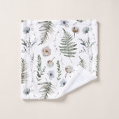 Blume und Fern Blätter Forest Floral Botanical Badhandtuch Set (Waschlappen)