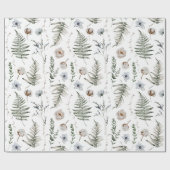 Blume und Fern Blätter Forest Floral Botanical Geschenkpapier (Flach)