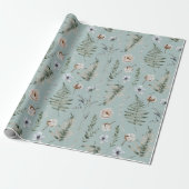 Blume und Fern Blätter Forest Floral Botanical Geschenkpapier (Ungerollt)