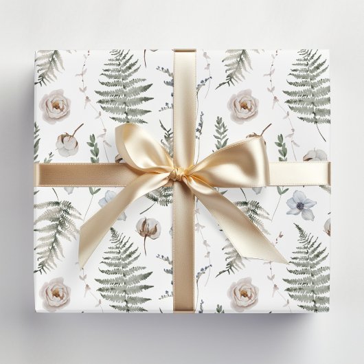 Blume und Fern Blätter Forest Floral Botanical Geschenkpapier