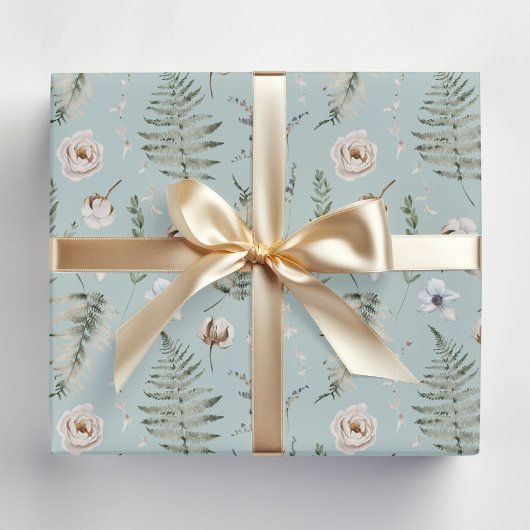 Blume und Fern Blätter Forest Floral Botanical Geschenkpapier
