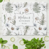 Blume und Fern Blätter Forest Floral Botanical Geschirrtuch (Gefaltet)