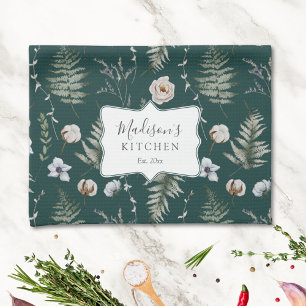 Blume und Fern Blätter Forest Floral Botanical Geschirrtuch