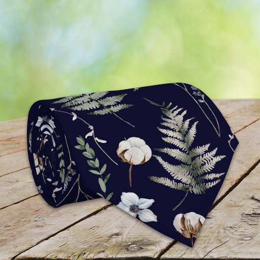Blume und Fern Blätter Forest Floral Botanical Krawatte
