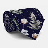 Blume und Fern Blätter Forest Floral Botanical Krawatte (Gerollt)