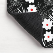 Blume und Ferns auf Schwarz Mousepad (Ecke)