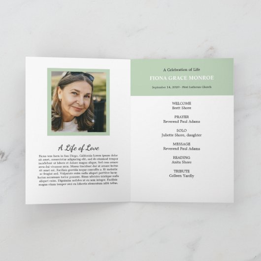 Blume- und Ferns-Foto-Gedenkprogramm Programm (Innenseite)