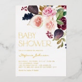 Blume und Figs Baby Dusche Folieneinladung (Vorderseite)