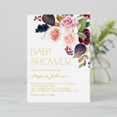 Blume und Figs Baby Dusche Folieneinladung (Stehend vorne)