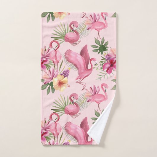 Blume und Flamingo Badhandtuch Set (Handtuch)