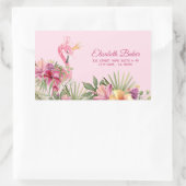 Blume und Flamingo Rechteckiger Aufkleber (Tasche)