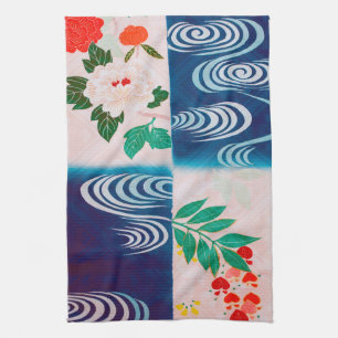 Blume und fließendes Wasser, japanisches Design Geschirrtuch