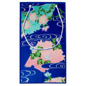 Blume und fließendes Wasser, japanisches Design Kleine Geschenktüte (Rückseite)