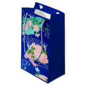 Blume und fließendes Wasser, japanisches Design Kleine Geschenktüte (Vorderseite Schrägansicht)