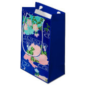 Blume und fließendes Wasser, japanisches Design Kleine Geschenktüte (Rückseite Schrägansicht)