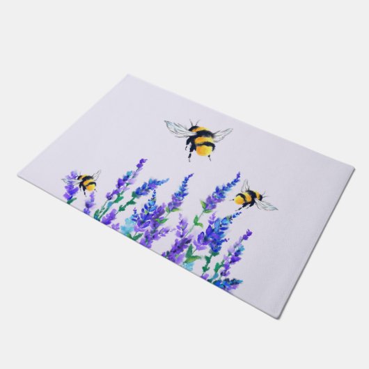 Blume und Flying Bees Doormat Spring Fußmatte (Schrägansicht)