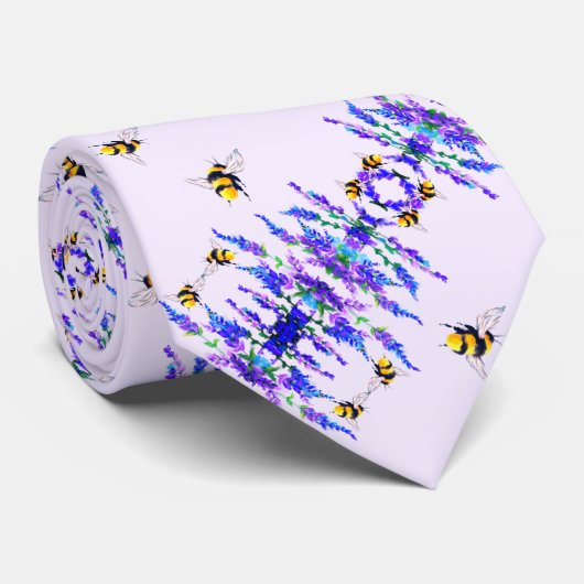 Blume und Flying Bees Neck Tie Spring Design Krawatte (Gerollt)