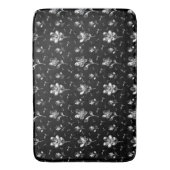 Blume und Folien, schwarz und silberfarben Badematte (Vorderseite Vertikal)