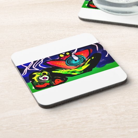 Blume und Frosch im Frühjahr Getränkeuntersetzer (Linke Seite)