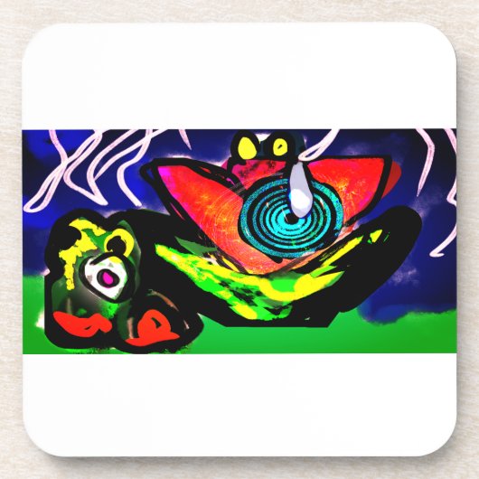 Blume und Frosch im Frühjahr Getränkeuntersetzer (Vorderseite)