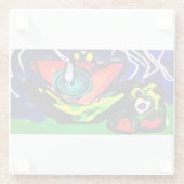 Blume und Frosch im Frühjahr Glasuntersetzer (Rückseite)