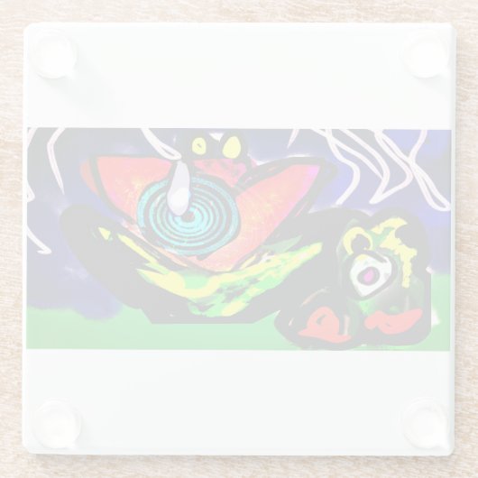 Blume und Frosch im Frühjahr Glasuntersetzer (Rückseite)