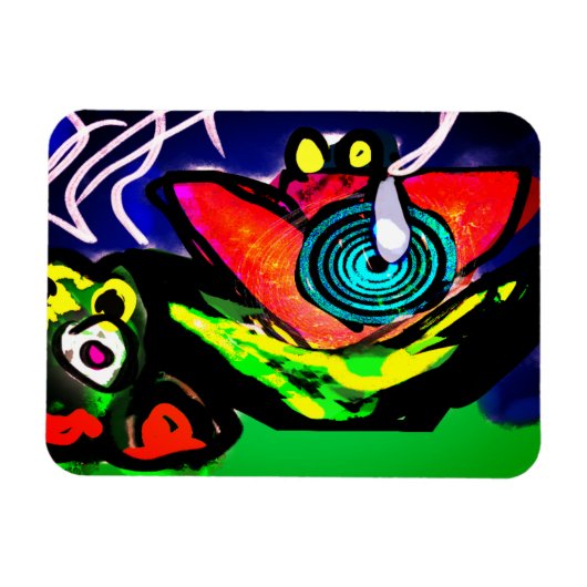 Blume und Frosch im Frühjahr Magnet (Horizontal)