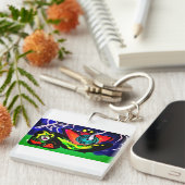 Blume und Frosch im Frühjahr Schlüsselanhänger (Vorderseite rechts)