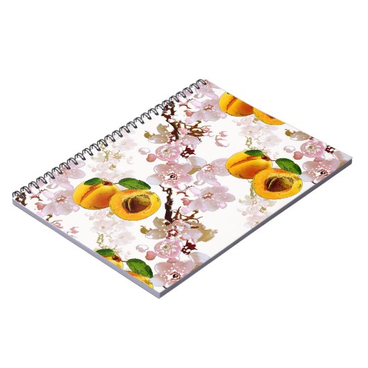 Blume und Früchte von Aprikosen. Notizblock (Linke Seite)