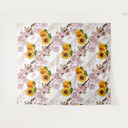 Blume und Früchte von Aprikosen. Wandteppich (Vorderseite (Horizontal))