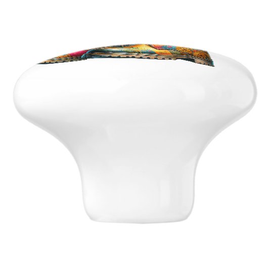 Blume und Gartenstiefel Keramikknauf (Seitenansicht)