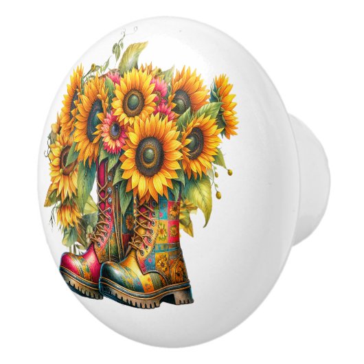 Blume und Gartenstiefel Keramikknauf (Rechts)