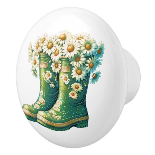 Blume und Gartenstiefel Keramikknauf (Rechts)