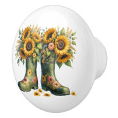 Blume und Gartenstiefel Keramikknauf (Rechts)