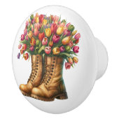 Blume und Gartenstiefel Keramikknauf (Rechts)