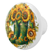 Blume und Gartenstiefel Keramikknauf (Rechts)